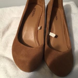Tan Suede-Like Wedges